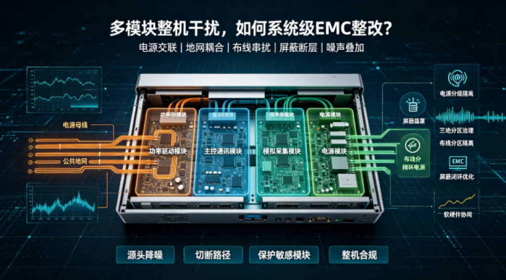 多模块整机干扰、各司其职却互相串扰？系统级EMC整改